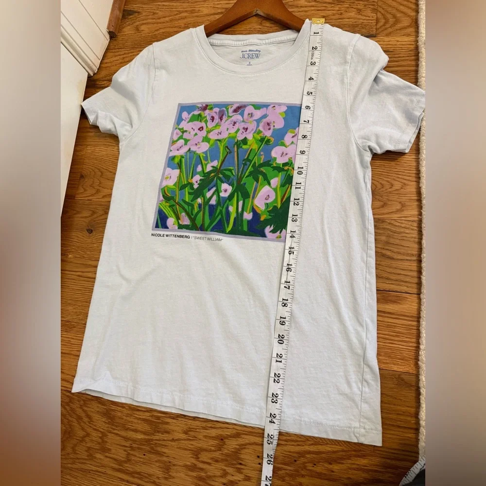 J. Crew White Short Sleeve Tee with Floral Print